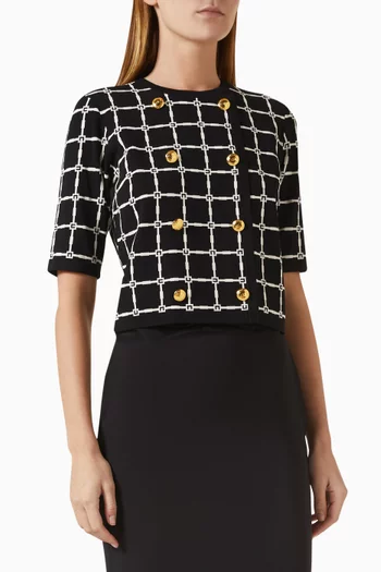 Logo Cardigan in Jacquard