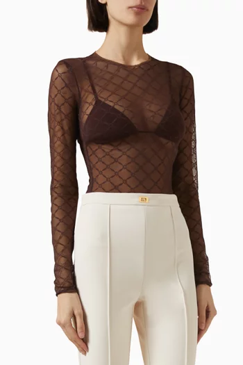 Logo Bodysuit in Jacquard-tulle