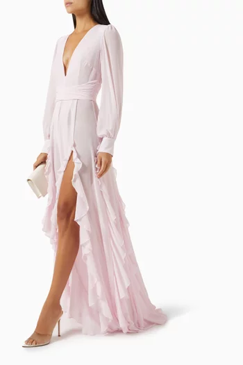 Ruffled Maxi Dress in Georgette