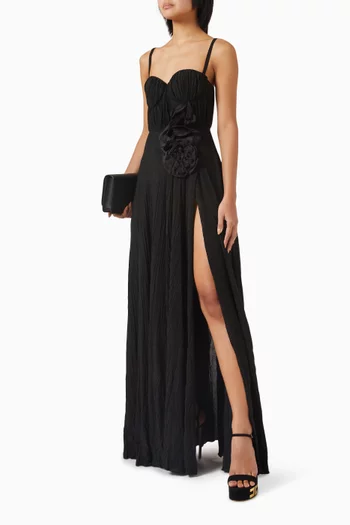 Flower Applique Gown in Lurex Jersey