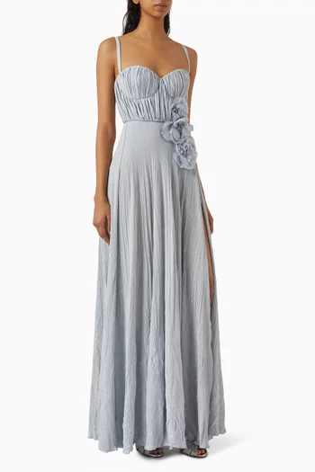 Flower Applique Gown in Lurex Jersey