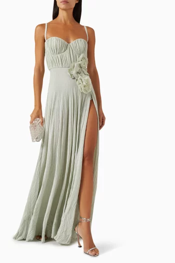 Flower Applique Gown in Lurex Jersey