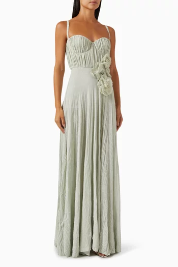 Flower Applique Gown in Lurex Jersey