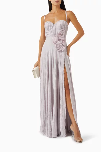 Flower Applique Gown in Lurex Jersey