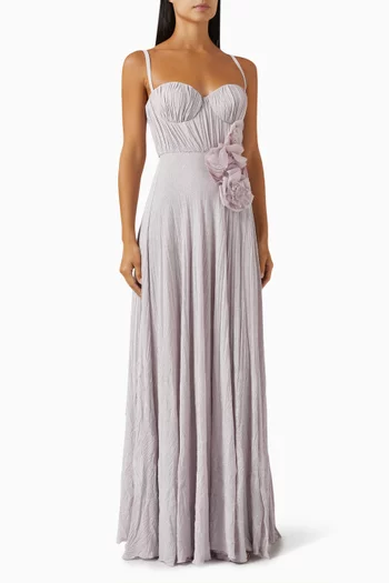 Flower Applique Gown in Lurex Jersey