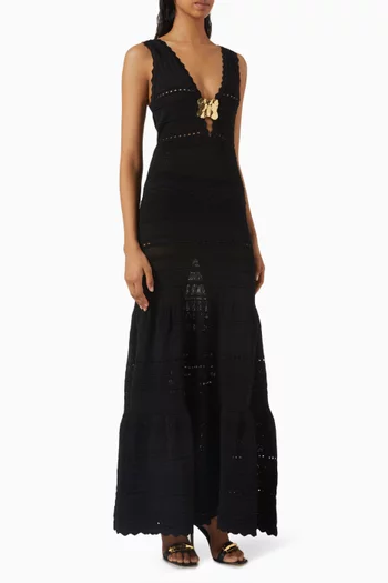 Openwork Maxi Dress in Viscose-blend Knit