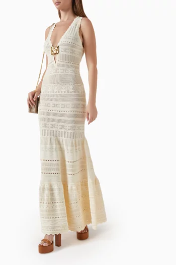 Openwork Maxi Dress in Viscose-blend Knit