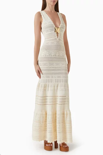 Openwork Maxi Dress in Viscose-blend Knit