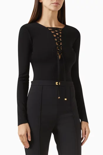 Lace-up Bodysuit in Jersey