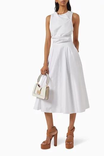 Draped Midi Dress in Cotton Poplin