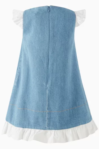 Denim Dress with Ruffles