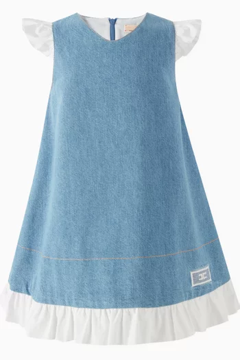 Denim Dress with Ruffles