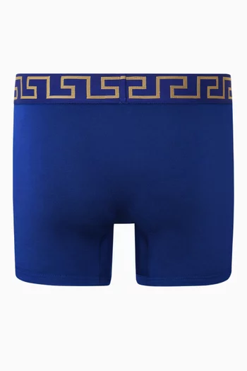 Greca Border Long Boxer Briefs in Organic Cotton