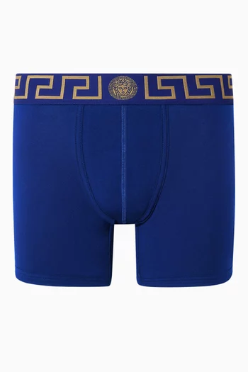 Greca Border Long Boxer Briefs in Organic Cotton