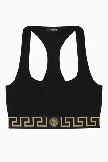 Greca Border Scoop Bralette in Organic Cotton
