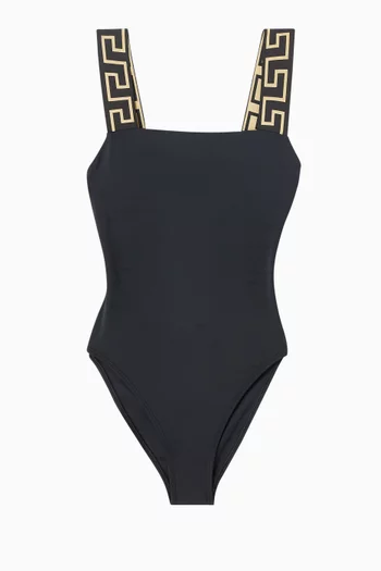 Greca Border One-piece Swimsuit in Lycra