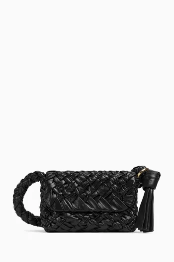 Small Kalimero Città Shoulder Bag in Intrecciato Leather