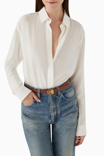 La 66 Thin Buckle Belt in Grained Leather