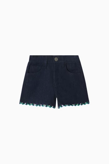 Embroidered Shorts in Denim