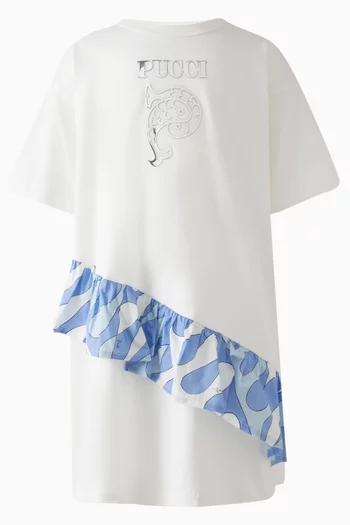 Logo Ruffle T-shirt Dress in Jersey