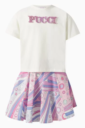 Abstract Print Skirt in Viscose
