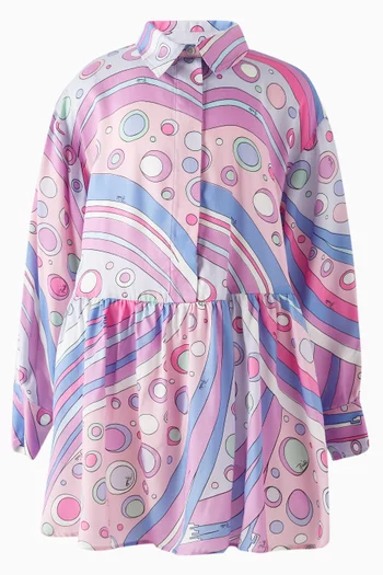 Shirt Dress in Abstract-printed Cotton