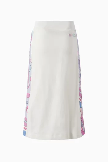 Abstract-print Midi Skirt in Cotton
