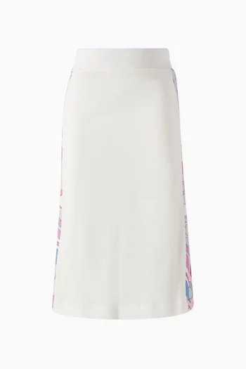Abstract-print Midi Skirt in Cotton