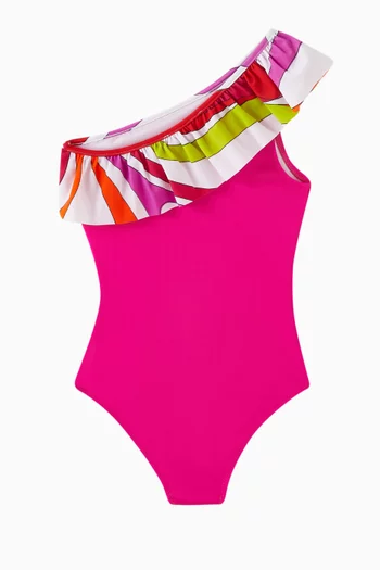 Printed One-piece Ruffle Swimsuit
