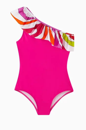 Printed One-piece Ruffle Swimsuit