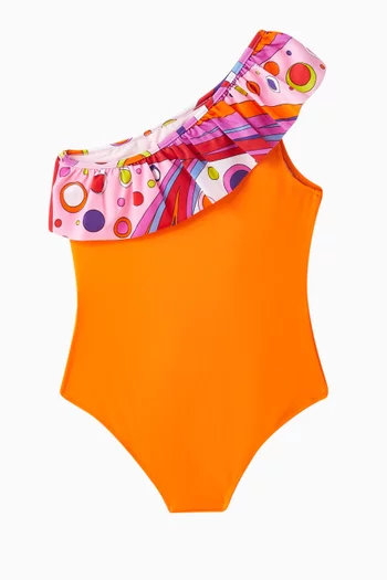 Printed One-piece Ruffle Swimsuit