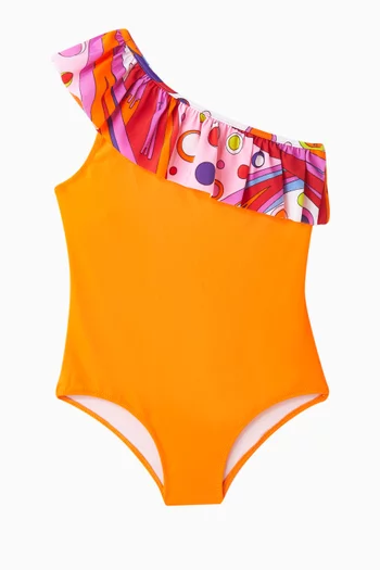 Printed One-piece Ruffle Swimsuit