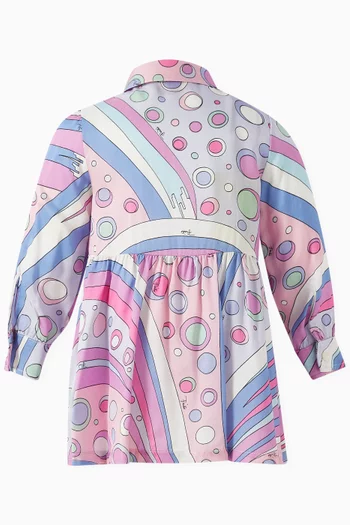 Shirt Dress in Abstract-printed Cotton