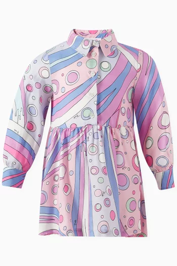 Shirt Dress in Abstract-printed Cotton