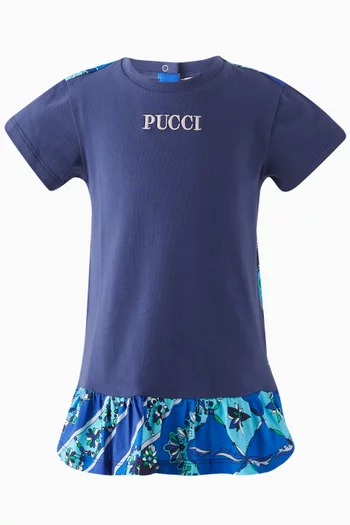 Baby Logo-detail Woven Dress in Jersey