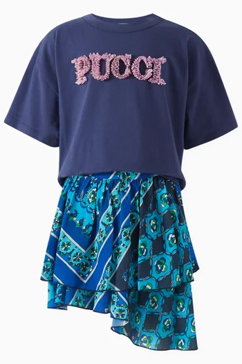 Ruffle Logo T-Shirt in Cotton