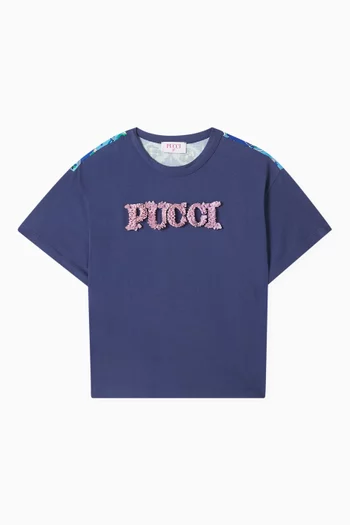 Ruffle Logo T-Shirt in Cotton