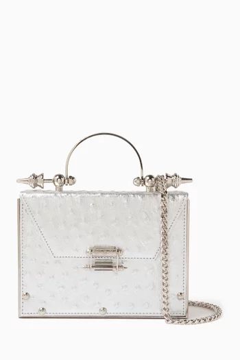 Mahogany Clutch in Ostrich-print Leather