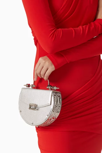 Oak Engraved Top-handle Bag in Leather