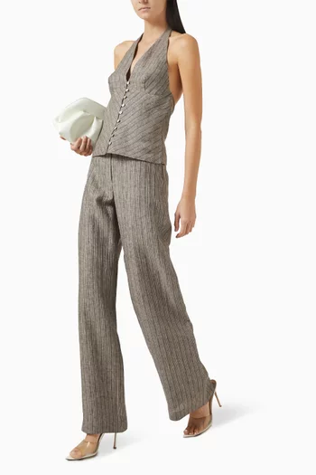 بلوزة زوري بحمالة حول الرقبة كتان