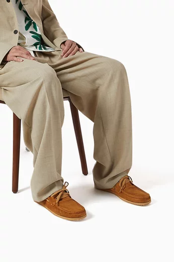 Les Batto Boat Shoes in Croc-embossed Suede