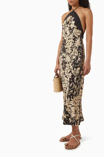 Astala Midi Dress in Silk Crepe De Chine