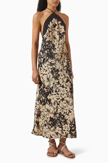 Astala Midi Dress in Silk Crepe De Chine