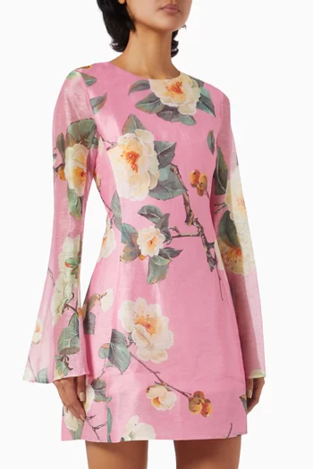 Suzanne Mini Dress in Linen-blend