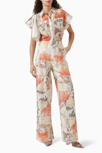 Luisa Wide-leg Pants in Linen-blend