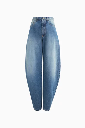 Barrel-leg Jeans in Faded Denim