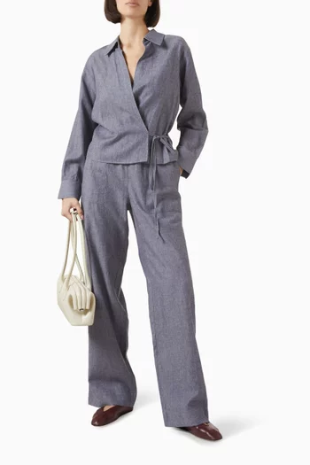 بلوزة بتصميم ملفوف بياقة مزيج فيسكوز