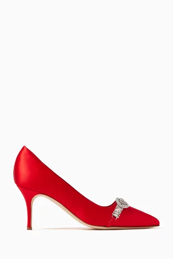 Asa 70 Crystal-embellished Pumps in Satin