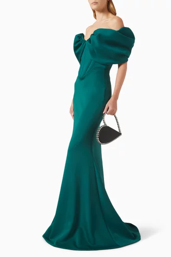 Ivonna Off-shoulder Gown in Scuba