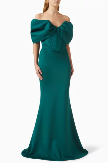 Ivonna Off-shoulder Gown in Scuba